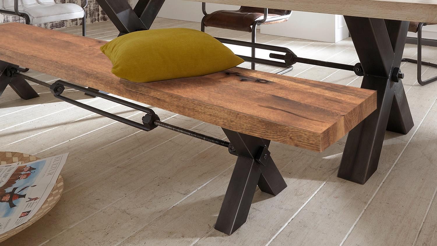 Bodahl Sitzbank Bank Kansas Sitzbank Industrial Design 240 cm Rustic Oak