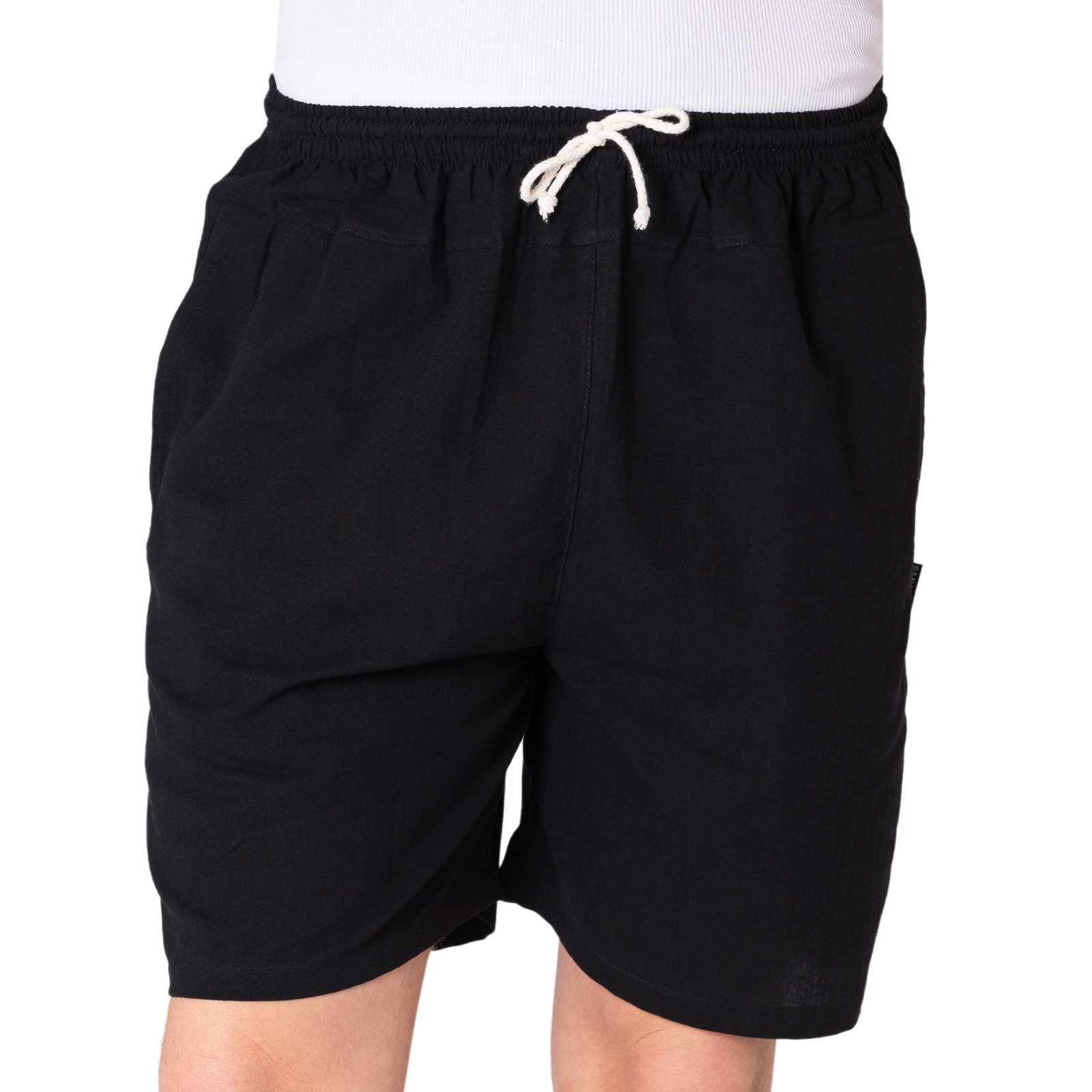 PANASIAM Strandshorts kurze Hose aus 100% Baumwolle Basic Stoffhose mit Taschen & Gummibund Sommerhose Sweatshorts Casual Loungewear Wellnesshose Strandshorts