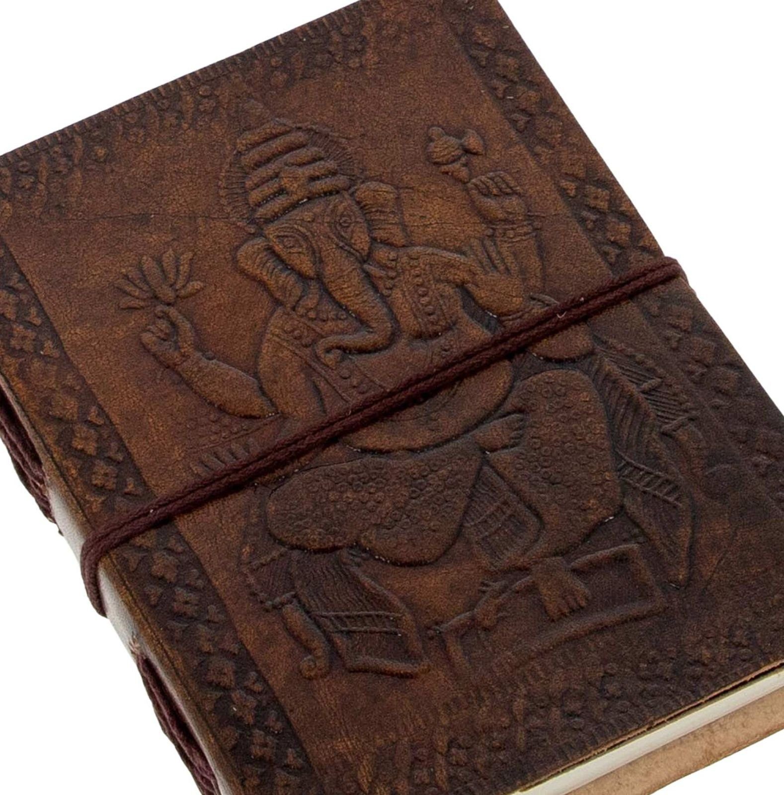 KUNST UND MAGIE handgefertigt Leder Lord Ganesha Tagebuch Notizbuch 11,5x15cm Tagebuch