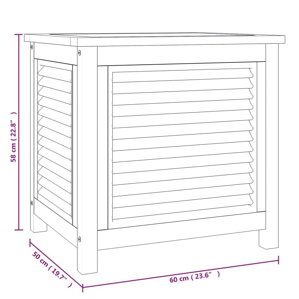 mit Gartenbox cm 60x50x58 vidaXL Gartenbox Massivholz Teak Beutel