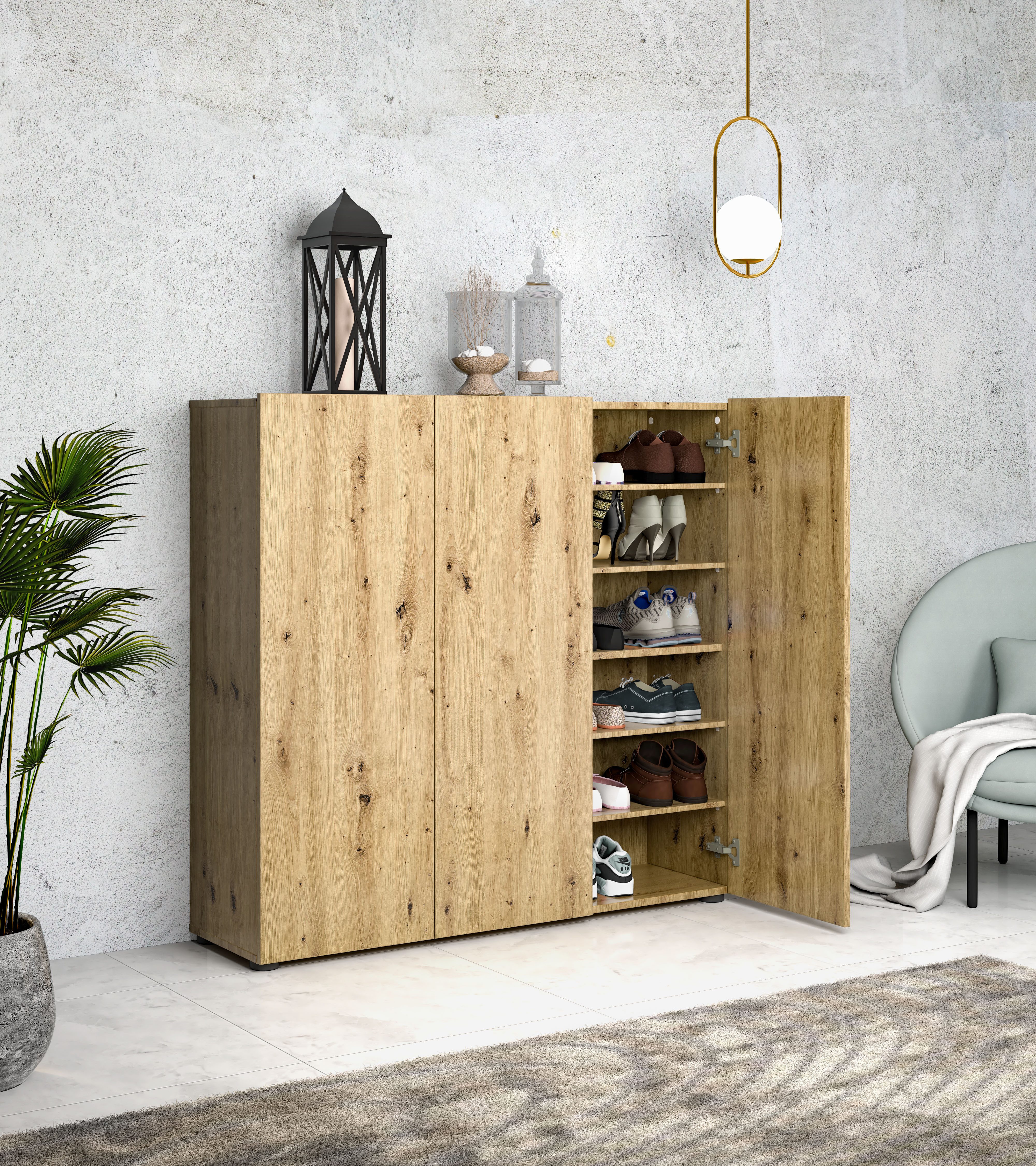 Home affaire Schuhschrank MISTER- Schuhregal, Made in Italy, 12 Fächer, 10 Einlegeböden Breite 120 cm, höhe 114 cm, Holzdekor in matter Ausführung