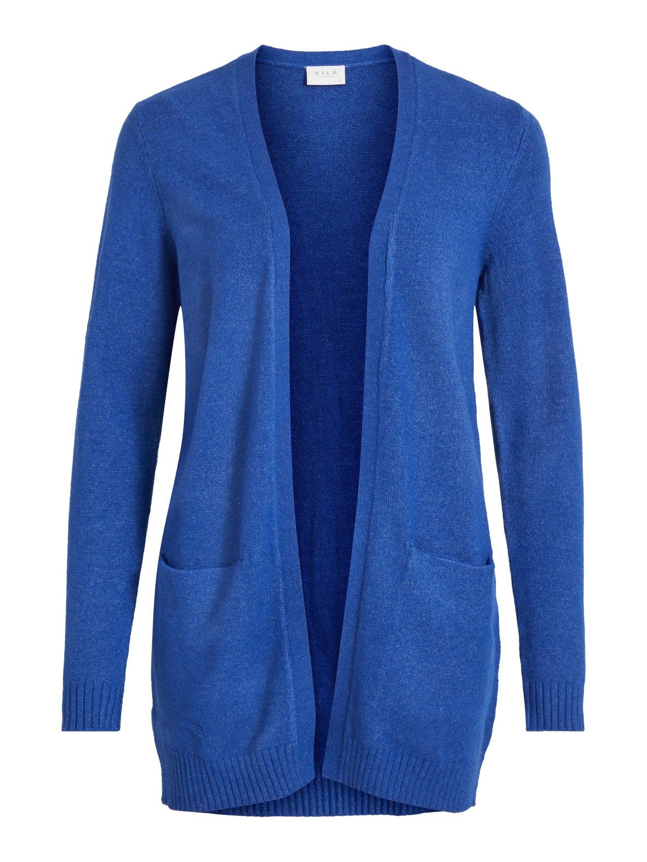 Cardigan Feinstrick Cardigan 4597 Basic Vila Stretch mit VIRIL Taschen Blau in