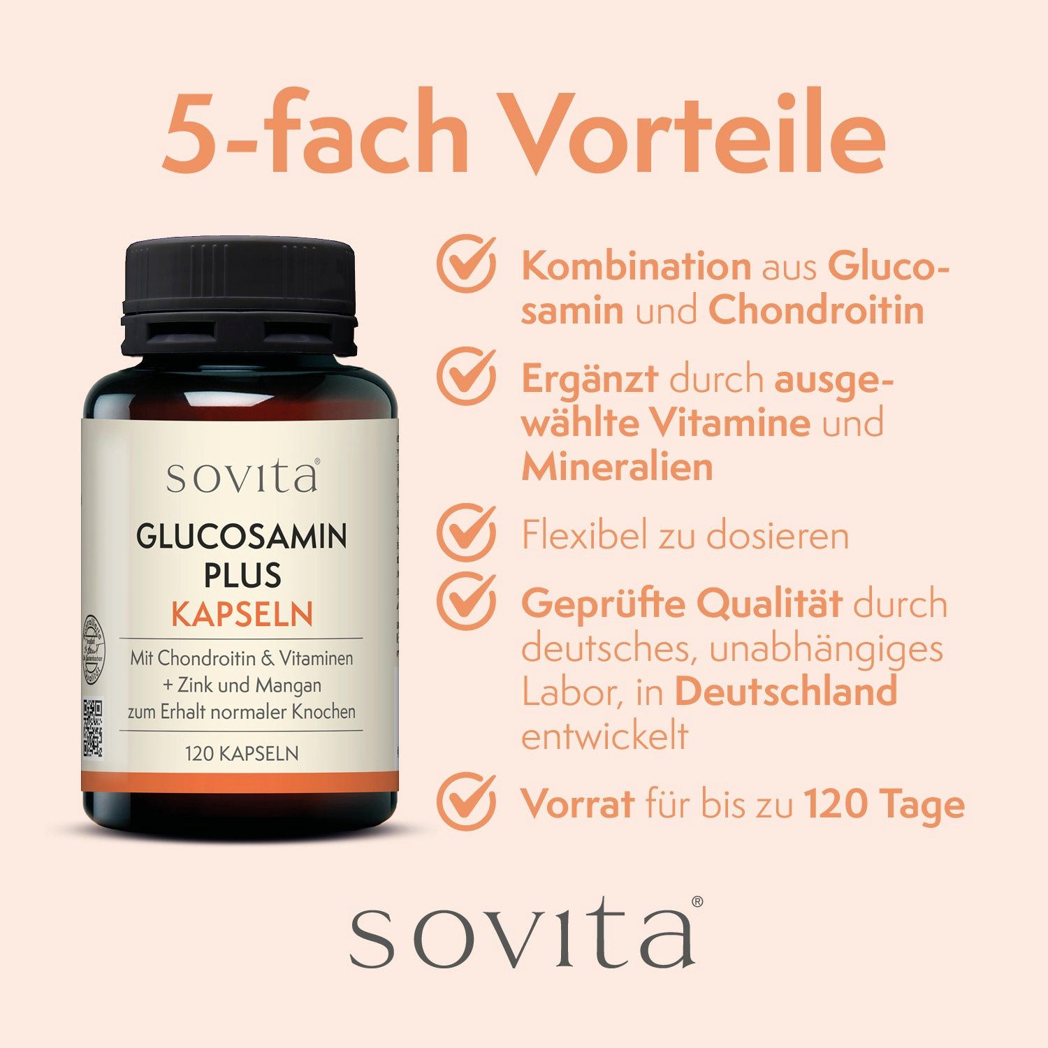 Ascopharm Glucosamin Plus 120 Kapseln mit 525 mg Glucosamin & Chondroitin 1, 1 er