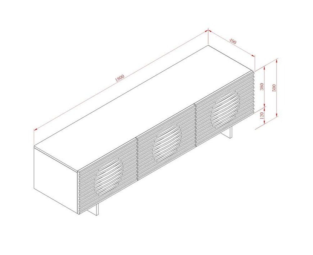 Livin Hill TV-Schrank Hudson parametrische Fronten, Soft-Close-Schubladen
