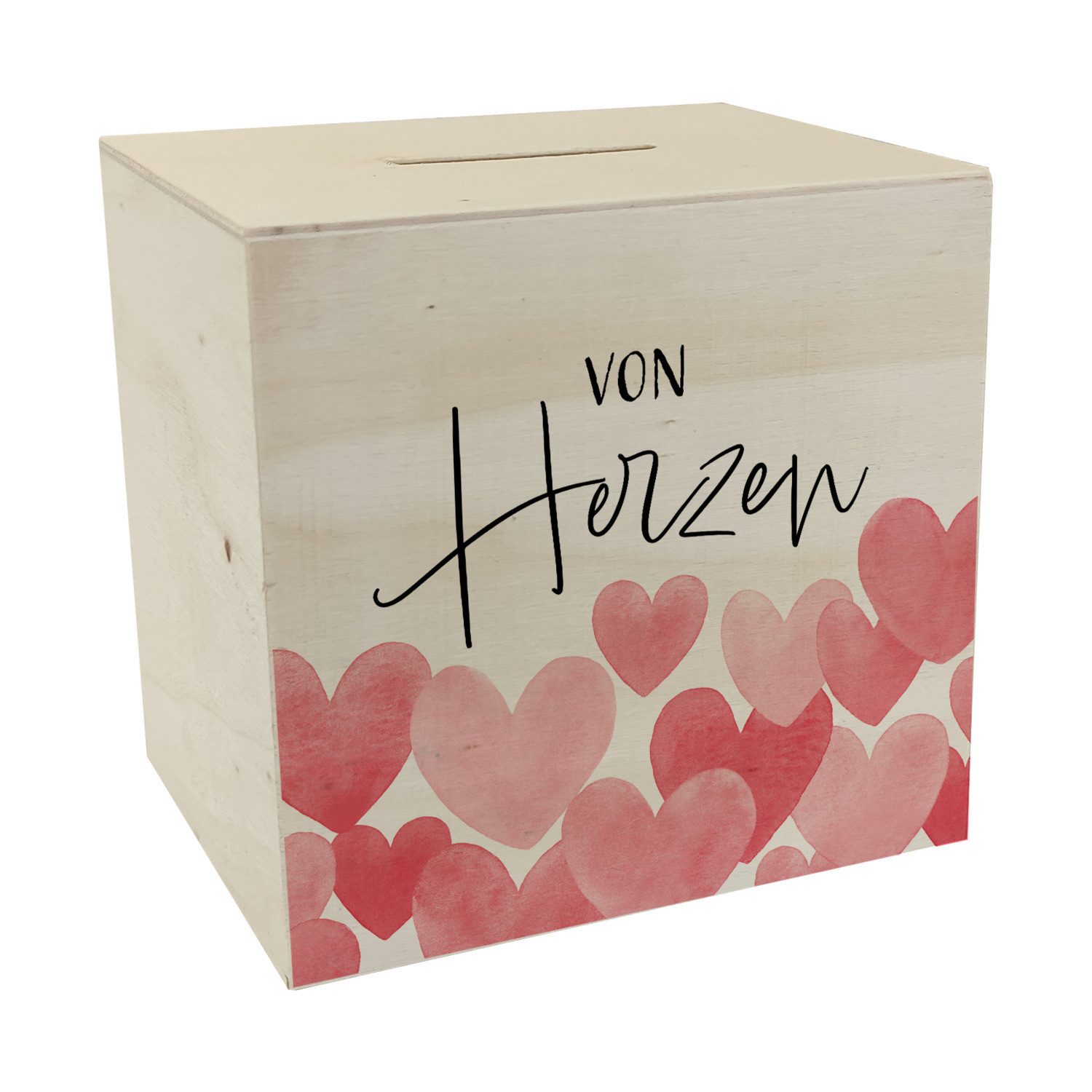 speecheese Spardose Herzen Spardose aus Holz mit Spruch Von Herzen