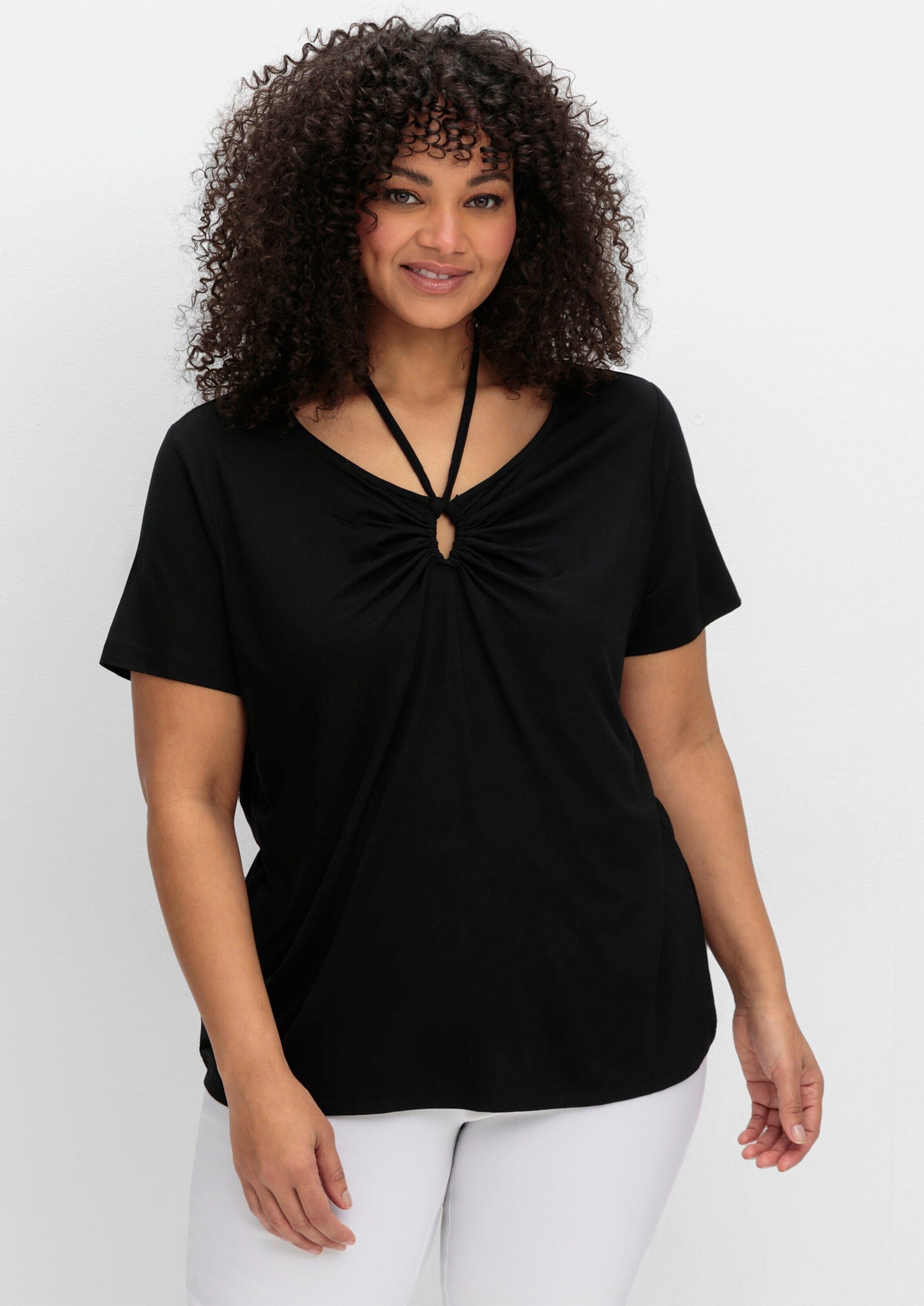 sheego by Joe Browns T-Shirt T-Shirt Kurzarm mit Neckholder-Bindeband