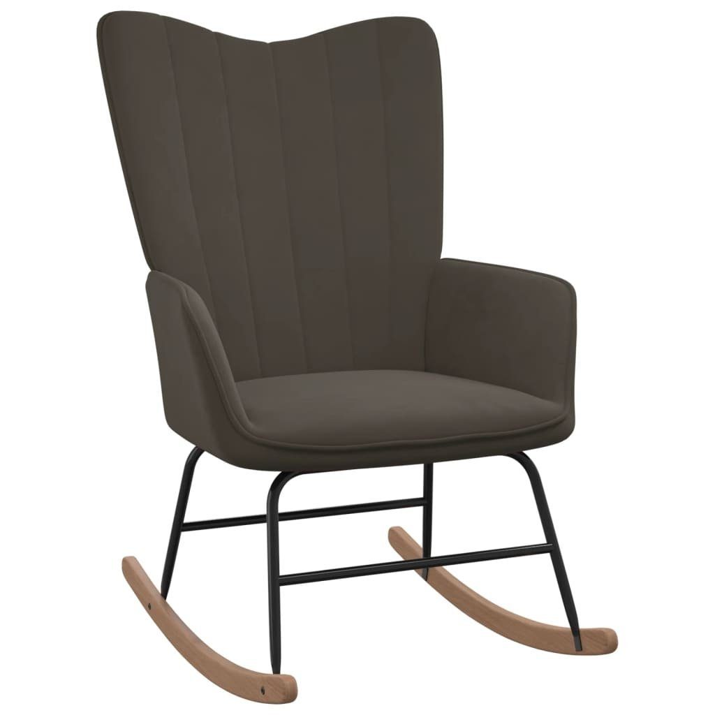 vidaXL Schaukelstuhl aus Samt (100% Polyester), massives Buchenholz, Stahl in Dunkelgrau (B/H/T: 61x98x78 cm)