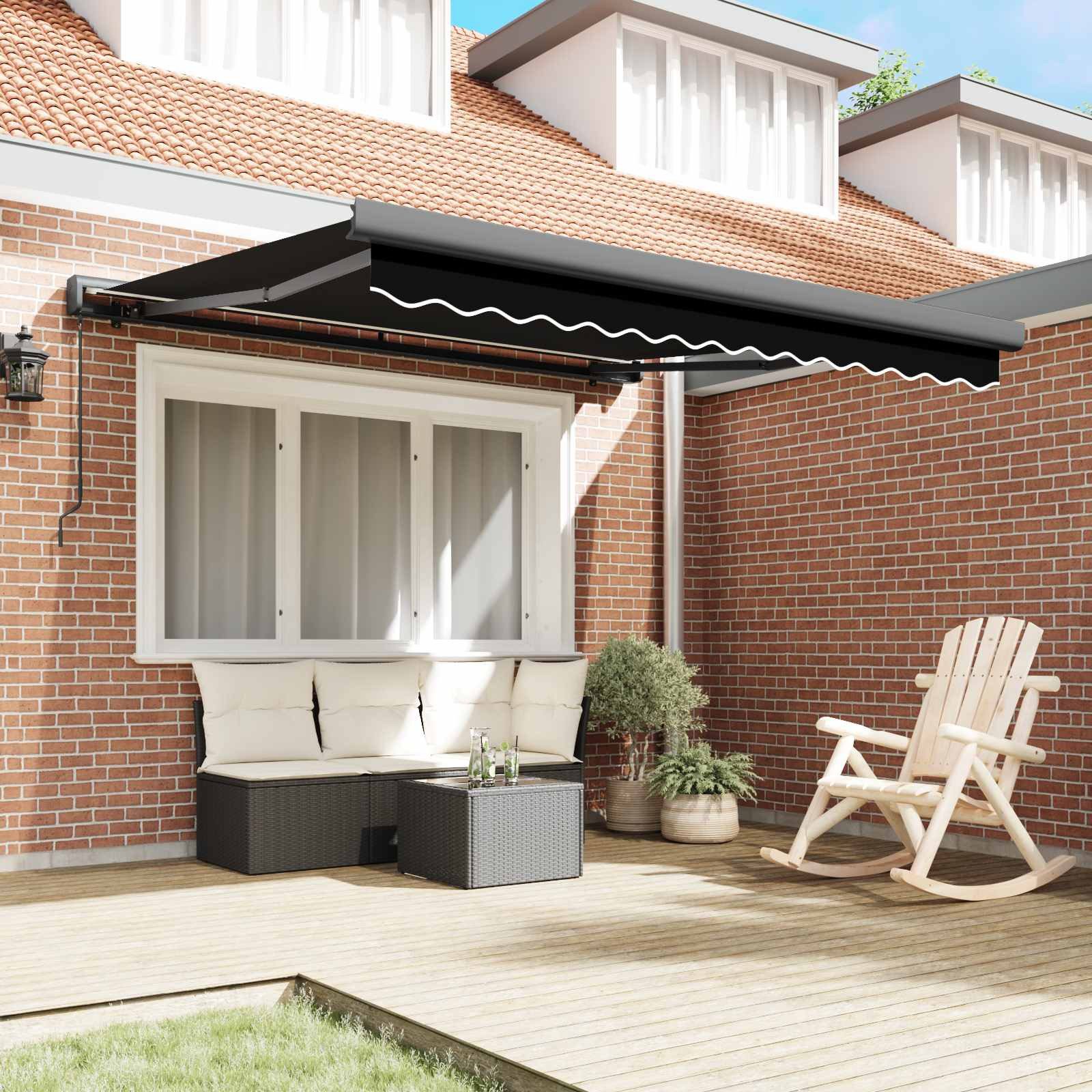 vidaXL Markise Ausziehbare Markise Schwarz 300 x 250 cm Leinen und Aluminium (1-St)