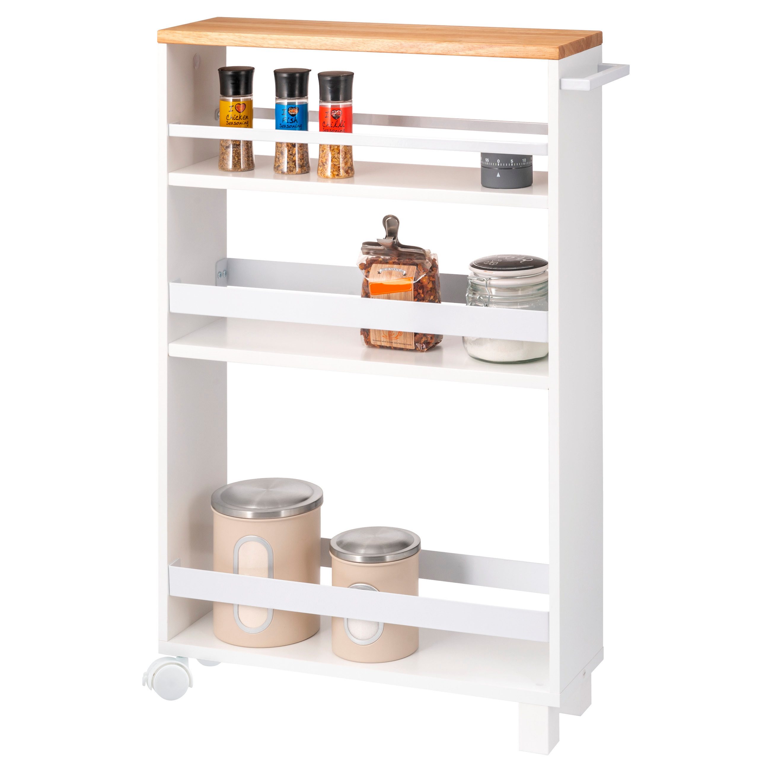 eluno Küchenwagen Küchen-Nischenwagen, Bad-Organizer mit 3 Ebenen, Holz, we günstig online kaufen