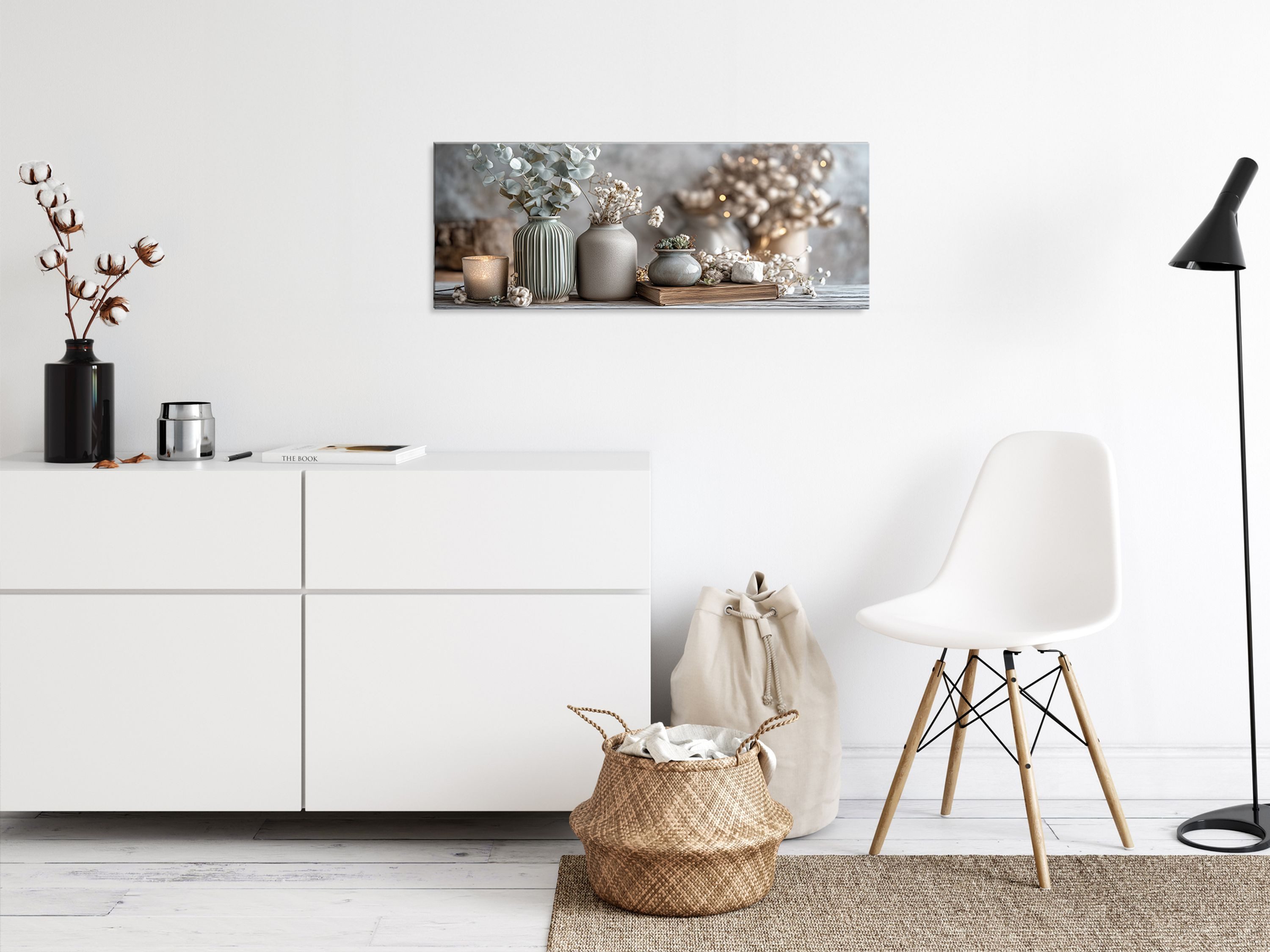 artissimo Glasbild Bild aus Glas 80x30 cm / Wandbild Querformat / Wanddeko modern, Stillleben: Eukalyptus Arrangement – Bild 4 von 5