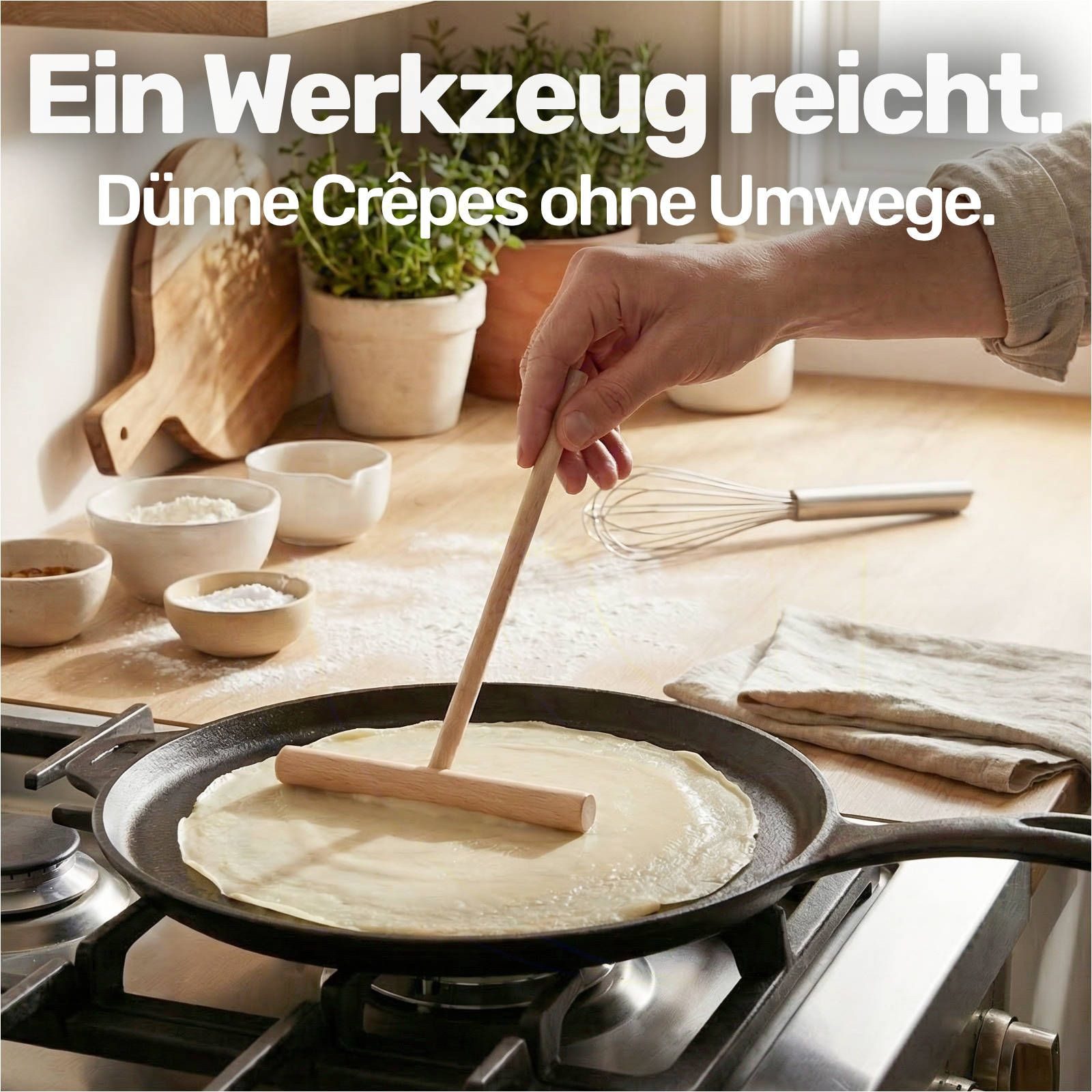 Gravidus Crepes Verteiler Crêpesverteiler aus Buchenholz 20 cm Teigverteiler T-Form