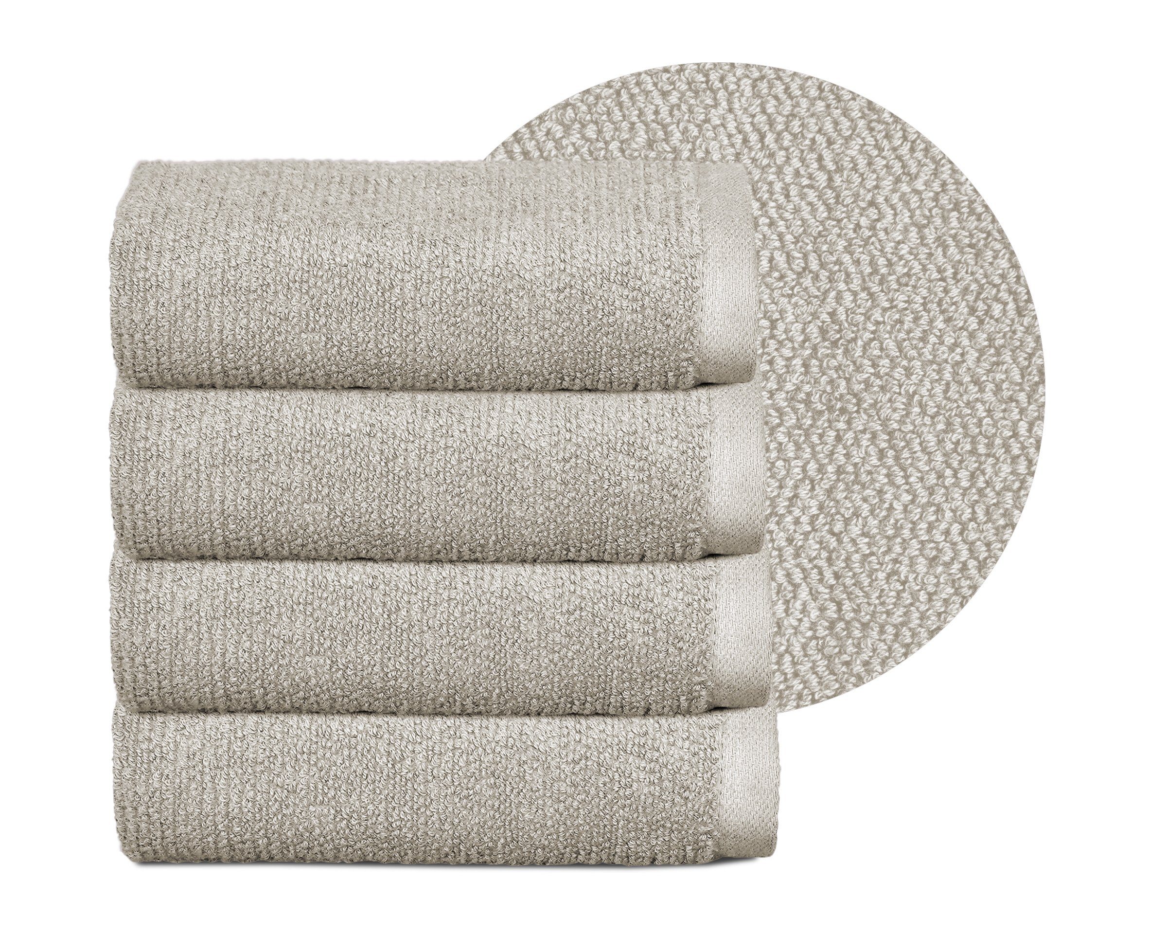 Beautex Handtuch Set Handtuch Set, Made in Europe, Frottier, (Multischlaufen-Optik, Frottier Premium Set aus 100% Baumwolle 550g/m) Sandgrau