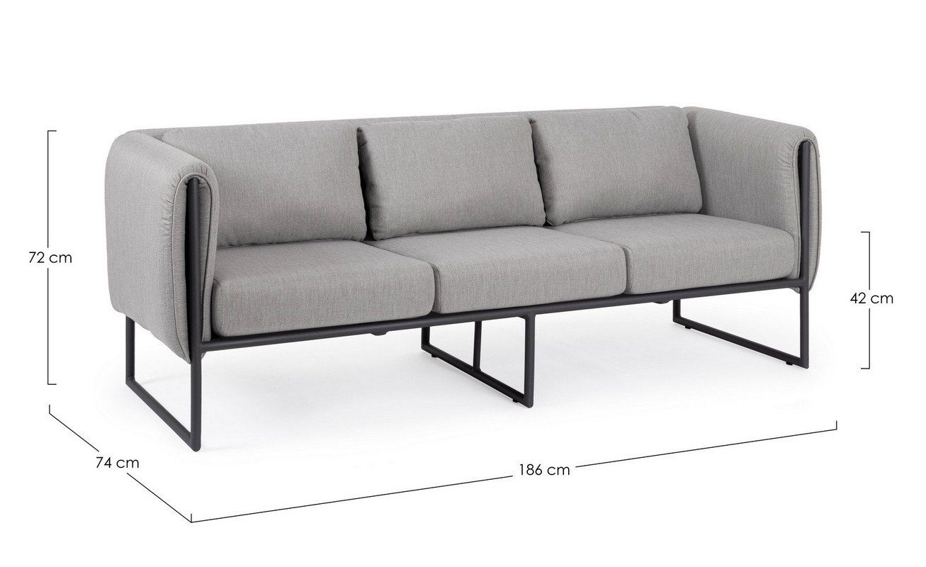 Sofa Sofa Couch Pixel 186x74x72cm Sofa Aluminium Natur24