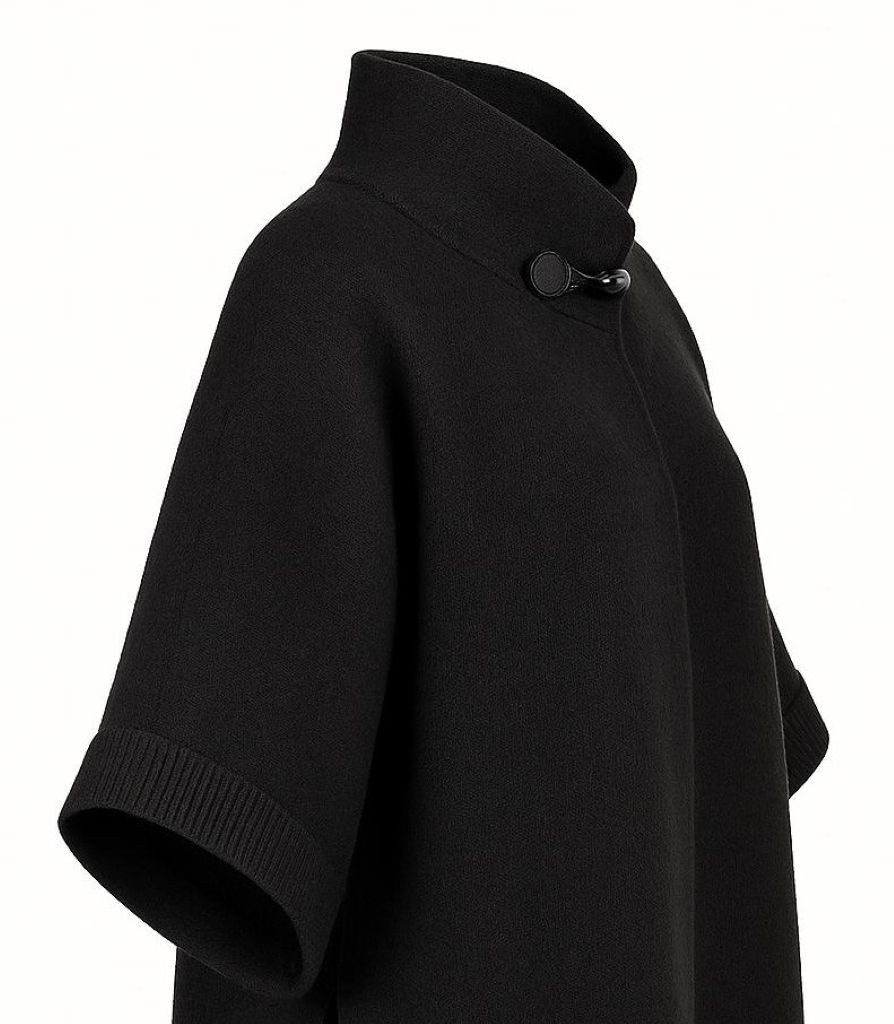 Mississhop Strickponcho Damen Strickponcho mit Stehkragen und Verschluss M. günstig online kaufen