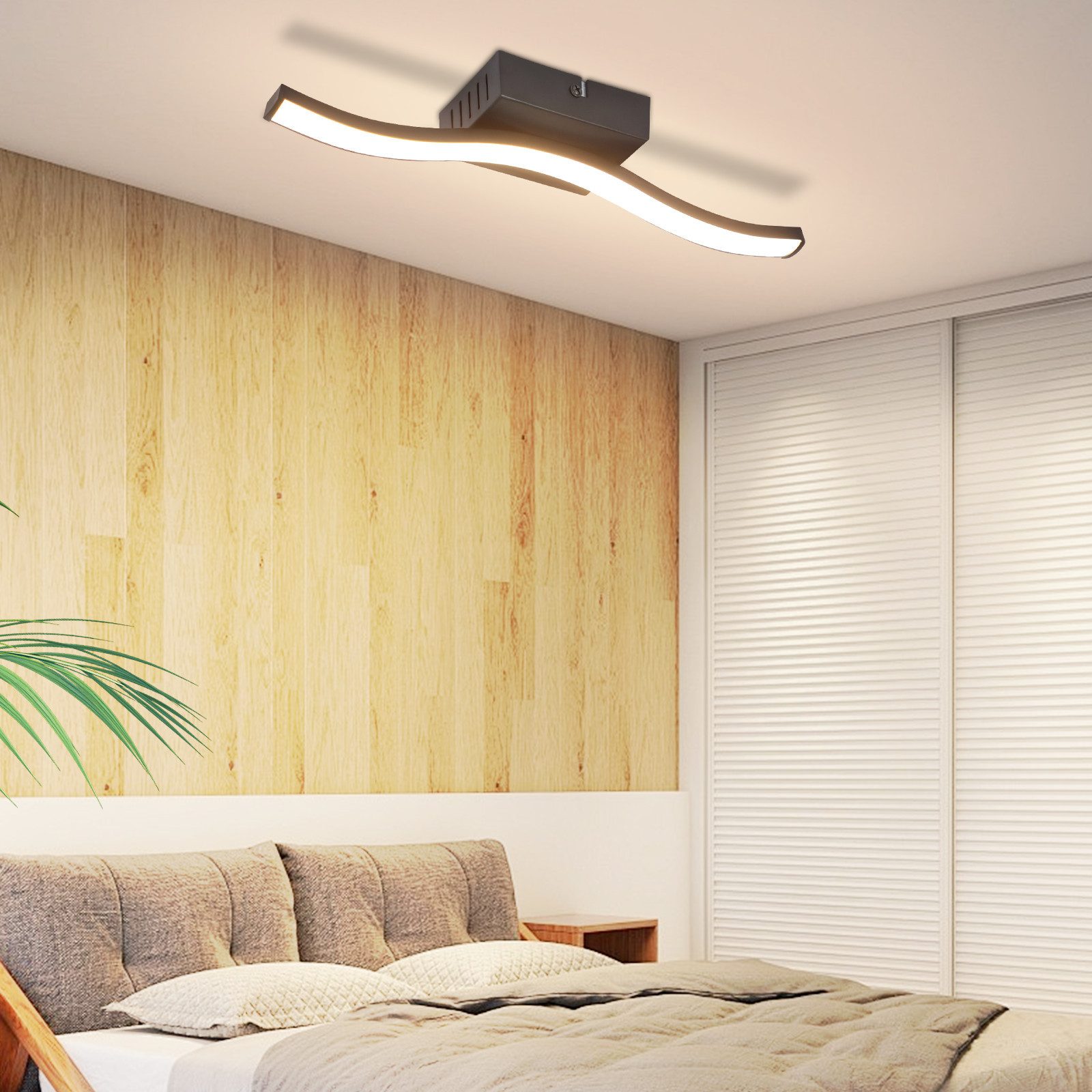 Nettlife LED Deckenleuchte Flur Schwarz Modern 6W Deckenseinbauleuchte 3000K Warmweiß, LED fest integriert, Warmweiß, Schlafzimmerlampe Warmweiß LED Deckenbeleuchtung für Küche Flur