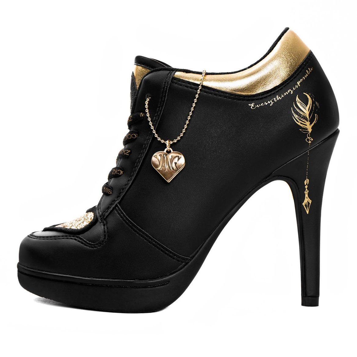Missy Rockz MY LOVE - YANG black / gold High-Heel-Stiefelette Absatzhöhe:  8,5 cm