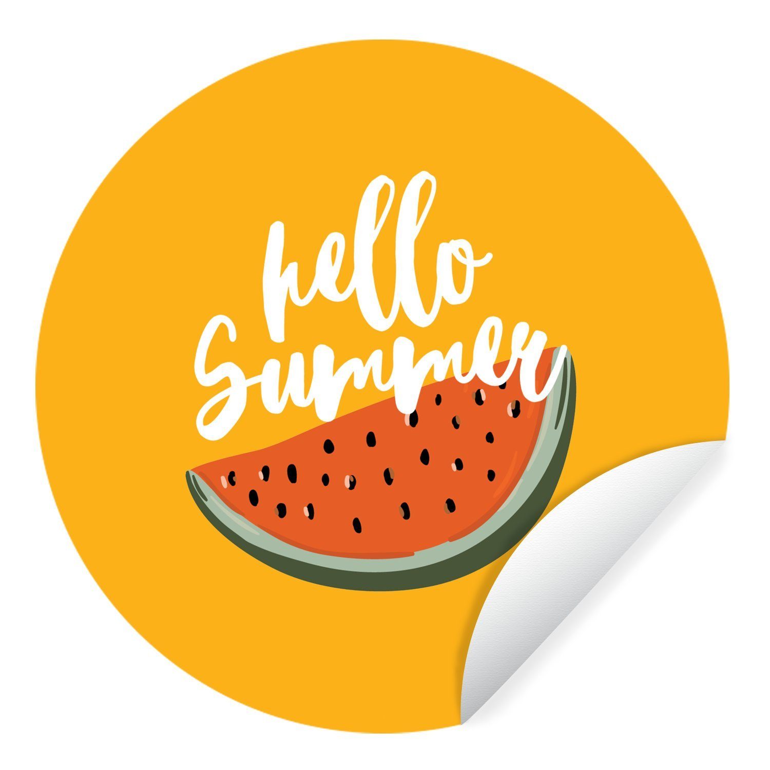 MuchoWow Wandsticker Sommer - Wassermelone - Gelb (1 St), Tapetenkreis für Kinderzimmer, Tapetenaufkleber, Rund, Wohnzimmer