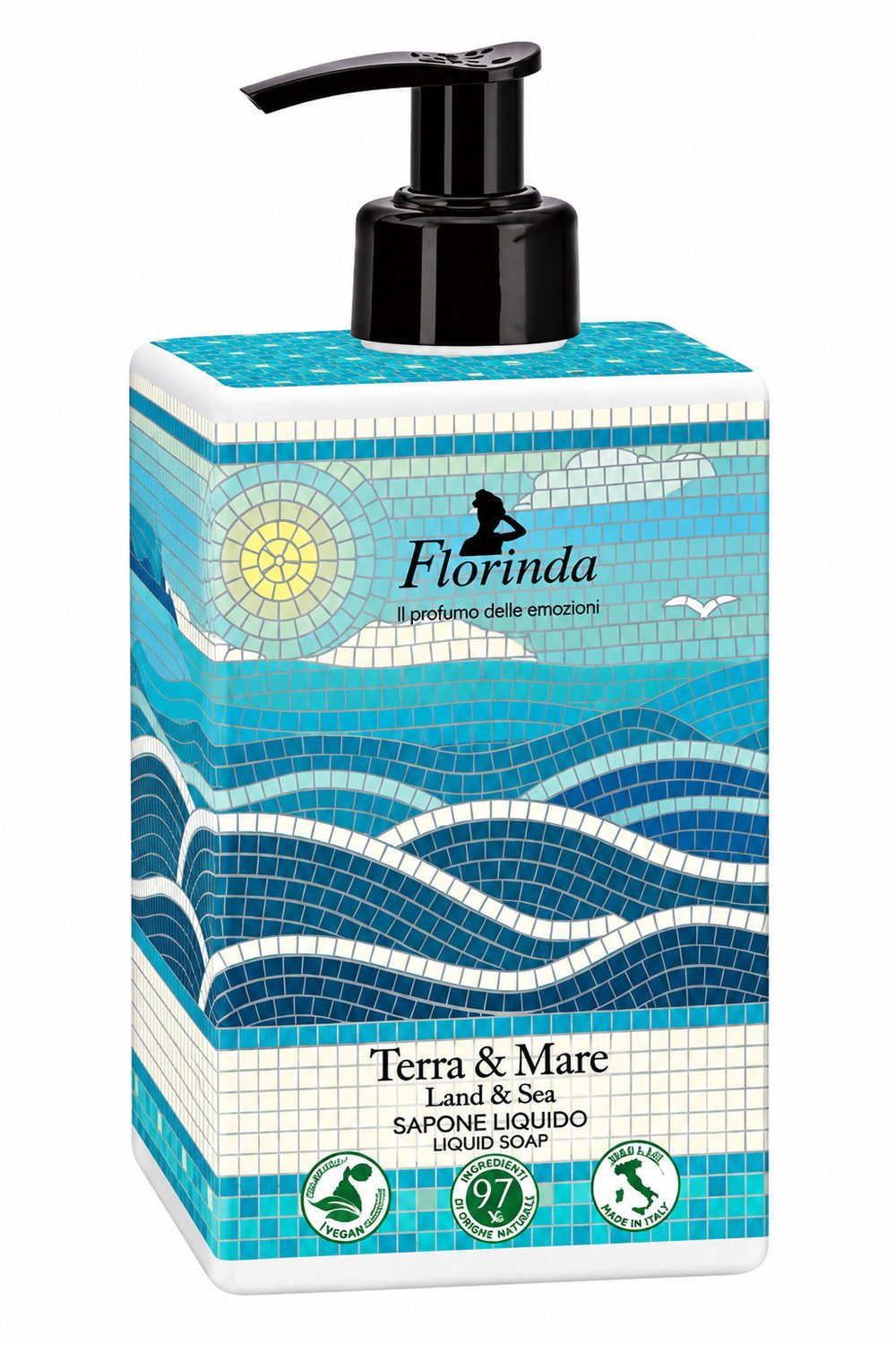 Florinda Flüssigseife Terra & Mare, 1-tlg., Italienische Luxus-Flüssigseife 500 ml