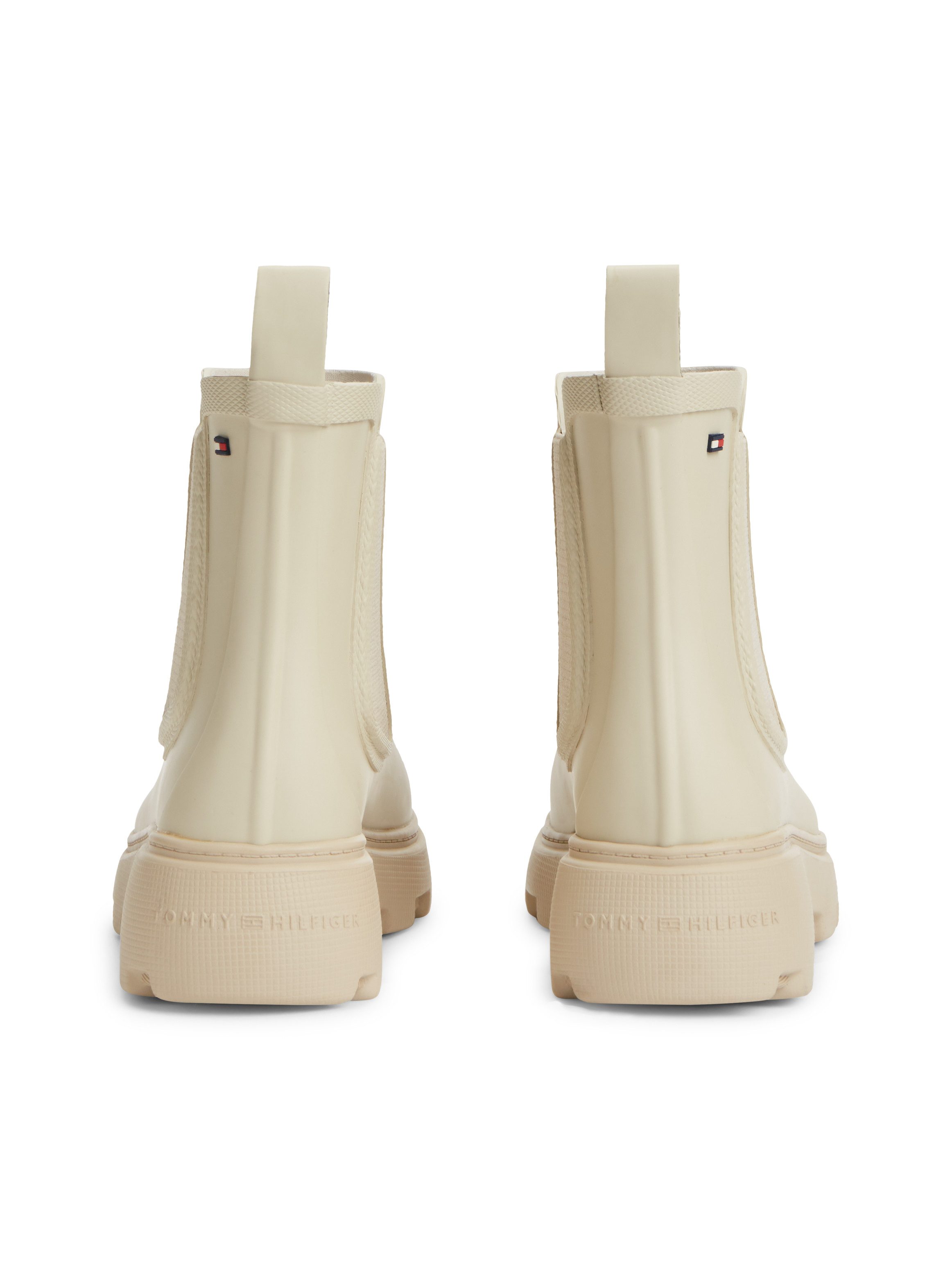 Tommy Hilfiger RUBBER FLAG CLEATED RAINBOOT Chelseaboots Stiefelette, Rainboots mit beidseitigem Stretcheinsatz