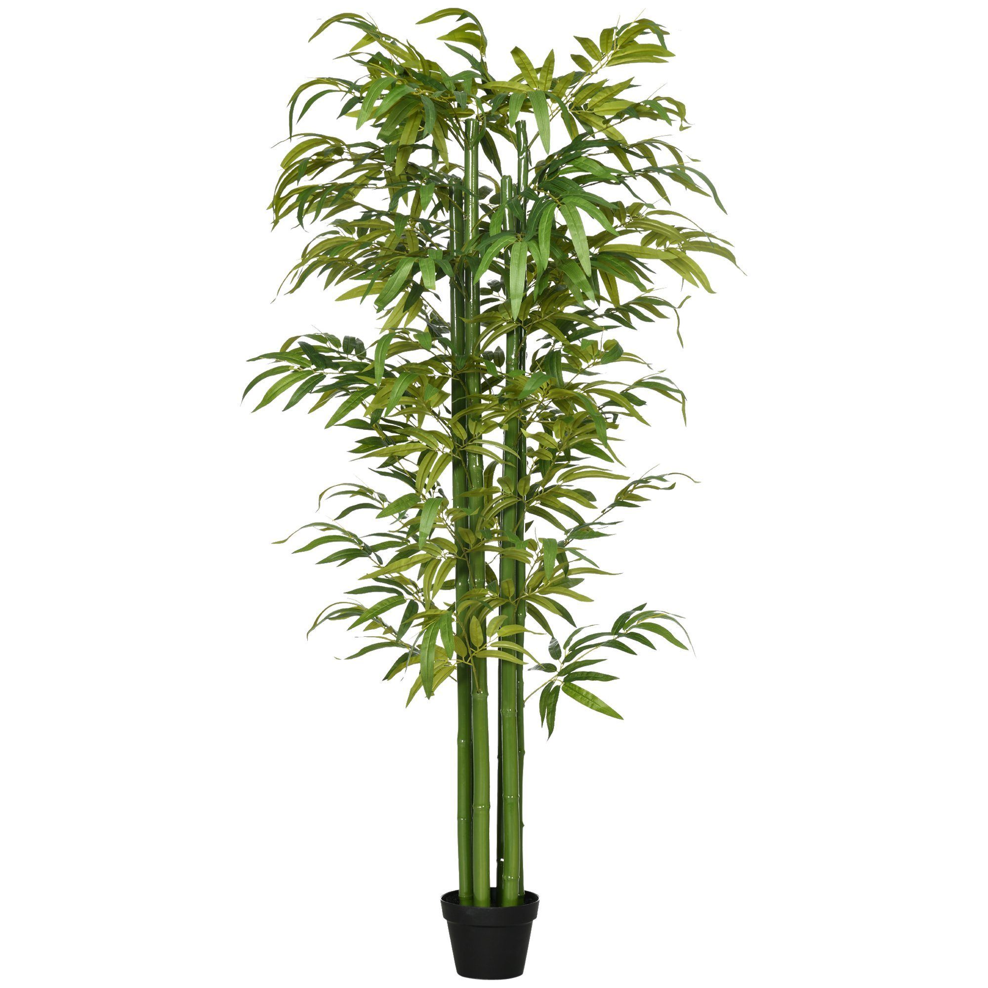 Kunstpflanze Künstliche Pflanze, Kunstbaum Künstlicher Bambusbaum wie echt Bambus, HOMCOM, Höhe 180 cm, Mit Pflanztöpfe