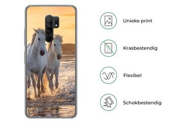 MuchoWow Handyhülle Pferde - Wasser - Strand - Tiere, Phone Case, Handyhülle Xiaomi Redmi 9, Silikon, Schutzhülle