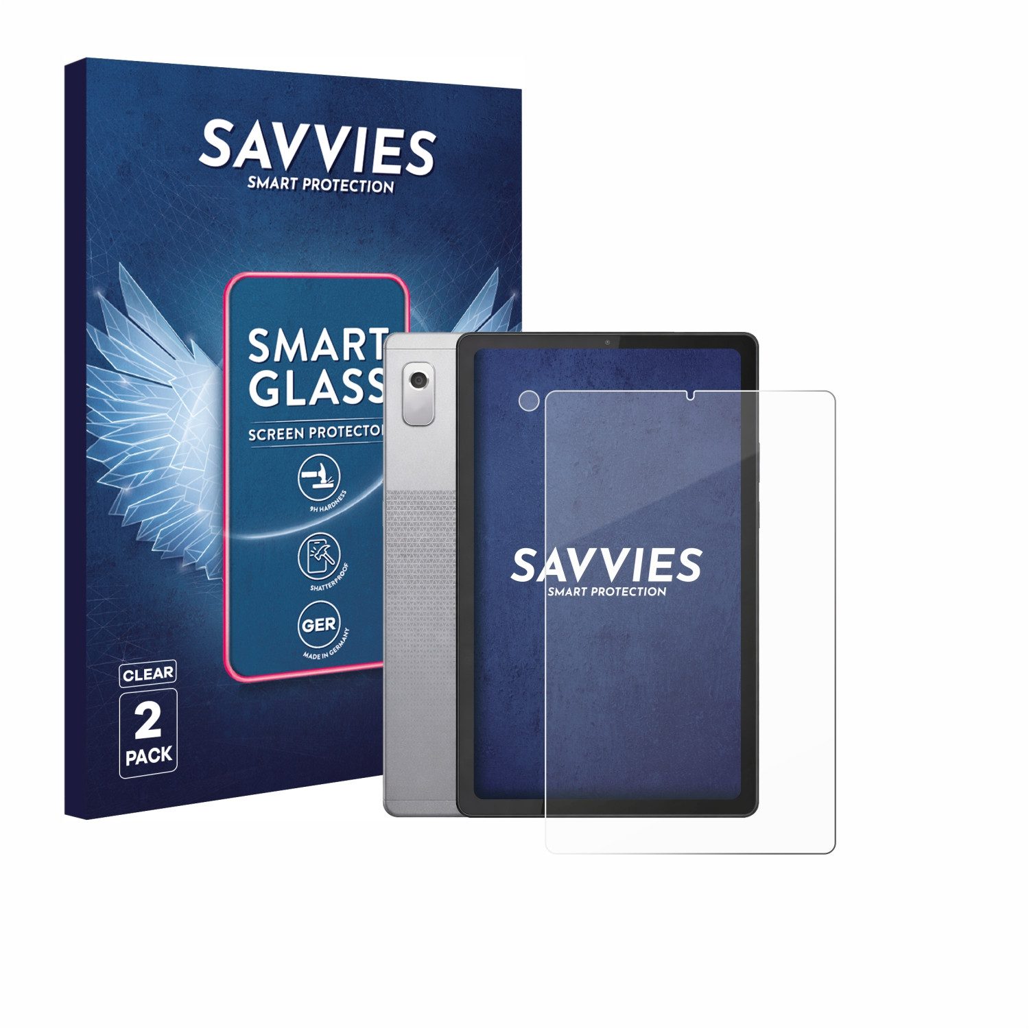 Savvies Displayschutzglas Schutzglas Panzer für Lenovo Tab M9 (Display+Kamera), 2 Stück, Schutzfolie Display Schutz Glas Folie klar