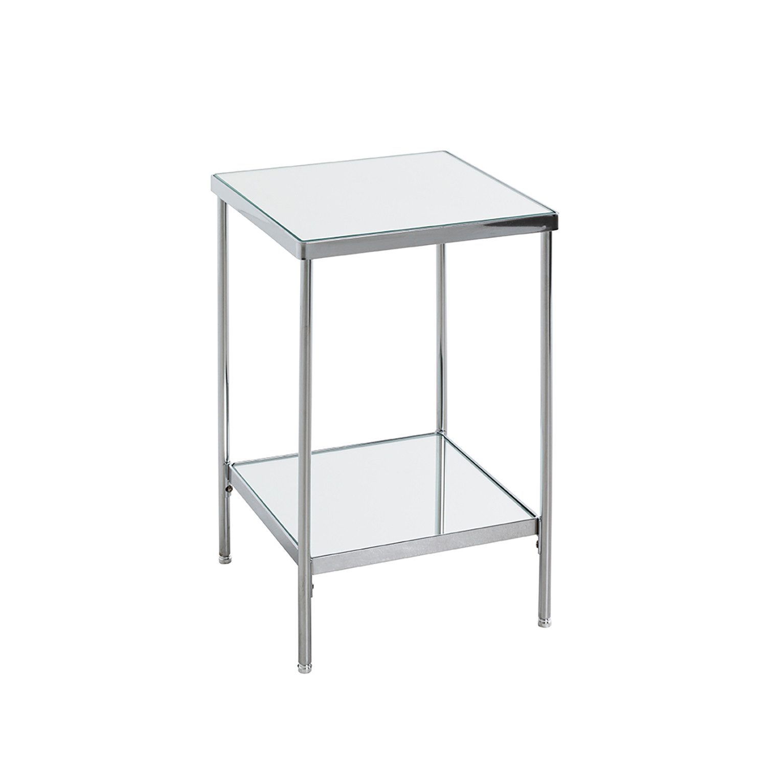 Beistelltisch Tisch - chrom - Metall, Spiegel 5 mm - H. 46cm x B. 28cm - Couchtisch