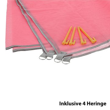 CEPEWA Strandtuch Stranddecke sandfrei pink 200x200cm Heringe Beutel