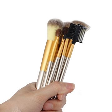 Retoo Kosmetikpinsel-Set Professionelle Make-Up Pinsel Schminkpinsel Augenbrauen 12-tlg, Etui einfach zu transportieren, Ganzheitlicher Satz, Elegantes Design