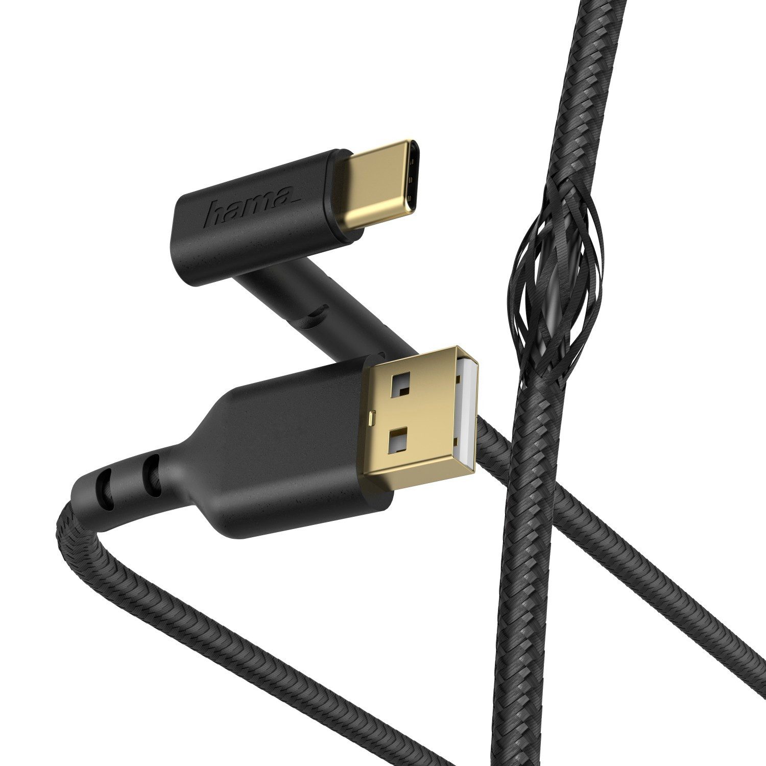 Hama USB-C Lade-Kabel Winkel Ständer Daten-Kabel USB-Kabel, USB-A, USB-C, (150 cm), Standfunktion Kabel gewinkelt Stand für Handy Smartphone PC Tablet