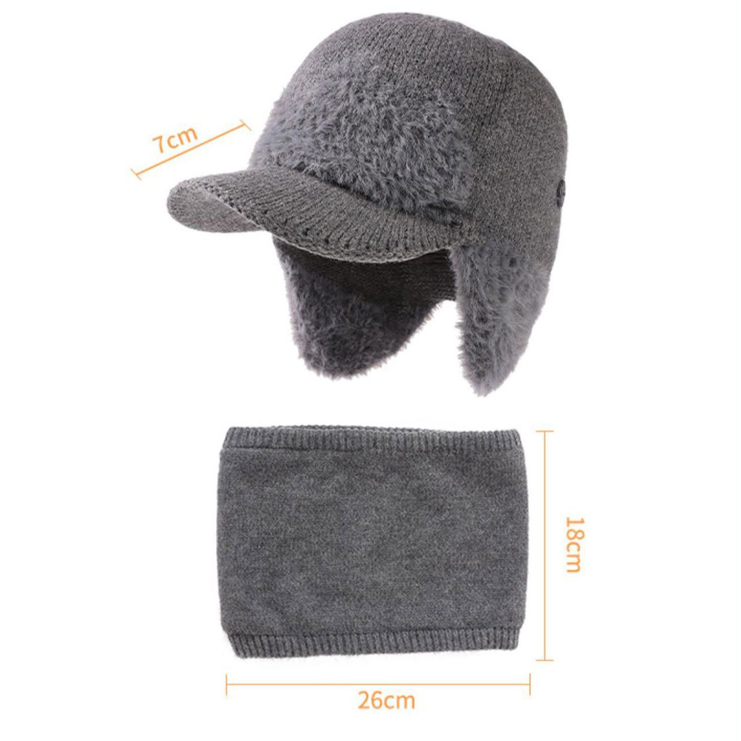 Refttenw Mütze & Schal Herren Warme Winter Mütze mit Visier, Halswärmer, Oh günstig online kaufen