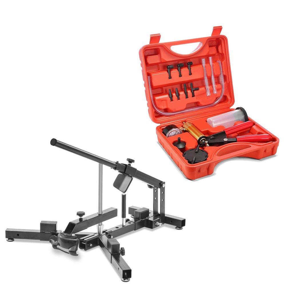 ConStands Motorradheber Reifenmontiergerät + Bremsenentlüftungsgerät Vakuumpumpe