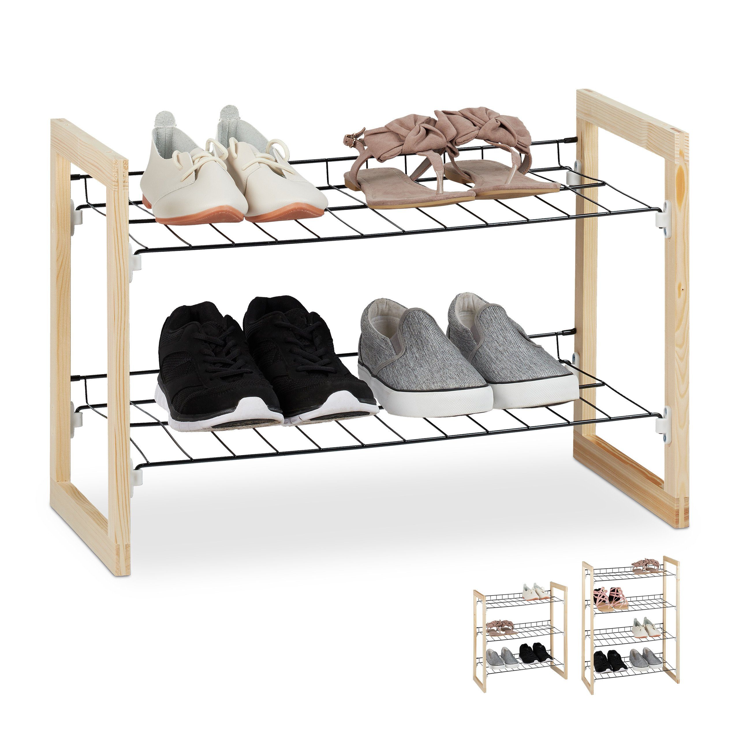 relaxdays Schuhregal »Schuhregal Gitter Holz & Metall« online kaufen OTTO