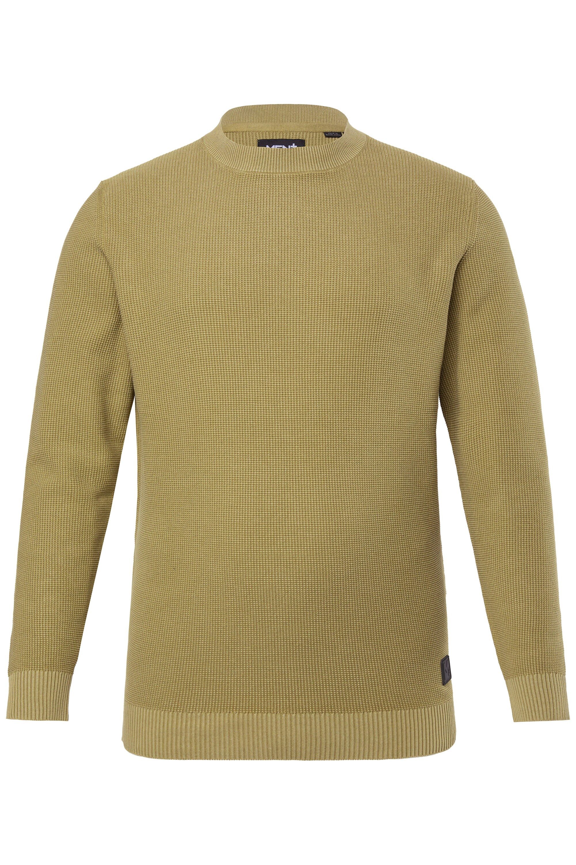Rundhalspullover Pullover Baumwolle Strukturstrick Vintage Look
