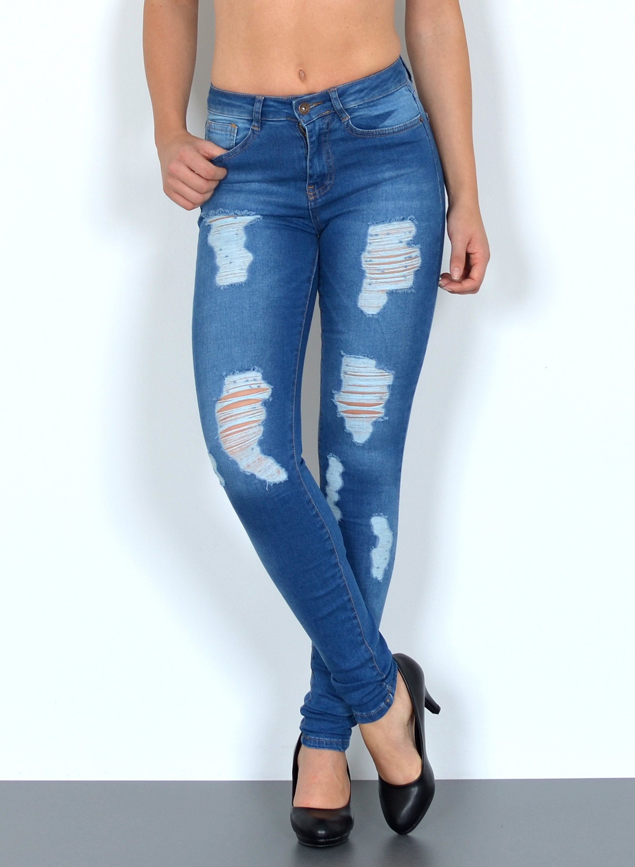 ESRA Skinny-fit-Jeans S600 Damen Skinny Fit Jeans Hose High Waist bis Übergröße