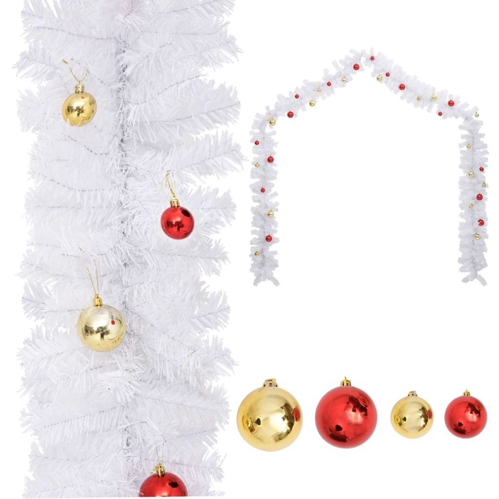 5 Kugeln mit Weihnachtsgirlande Weiß Christbaumschmuck m Geschmückt (1-tlg) vidaXL