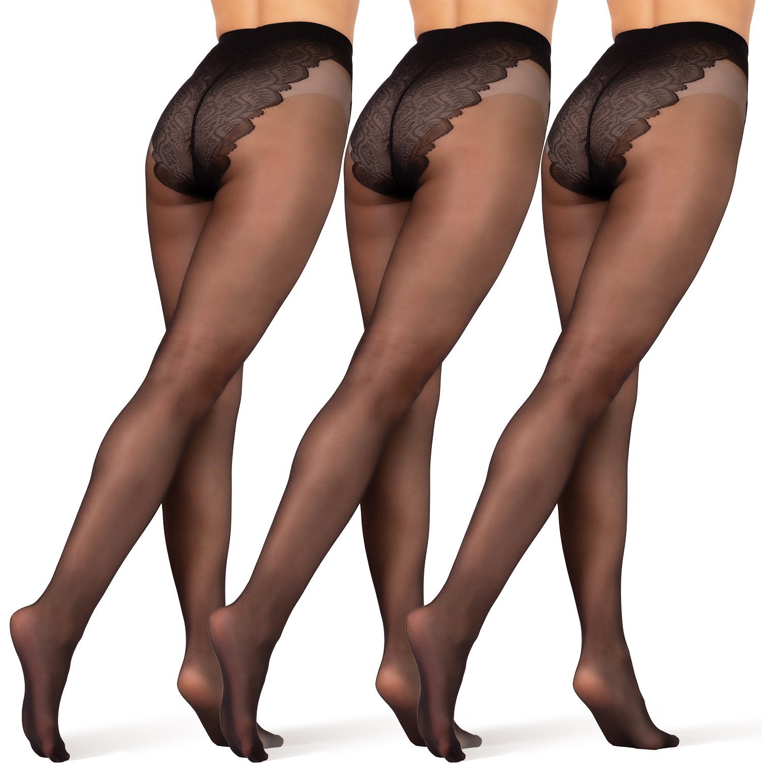 Feinstrumpfhose Spitzen Strumpfhose Bikinihöschenteil Mattoptik