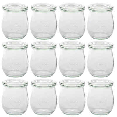 Weck Einmachglas »12er Pack Tulpen Gläser Vorspeisen Dessert Glas mit Deckel 220ml Höhe 8,5cm Einmachglas Einkochglas«, Glas, (12-tlg)