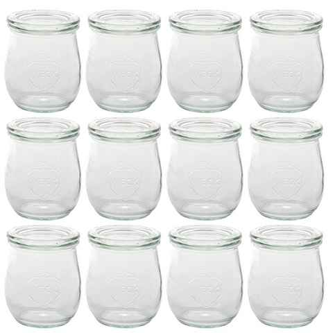 WECK Einmachglas 12er Pack Tulpen Gläser Vorspeisen Dessert Glas mit Deckel 220ml, Glas, (12-tlg)