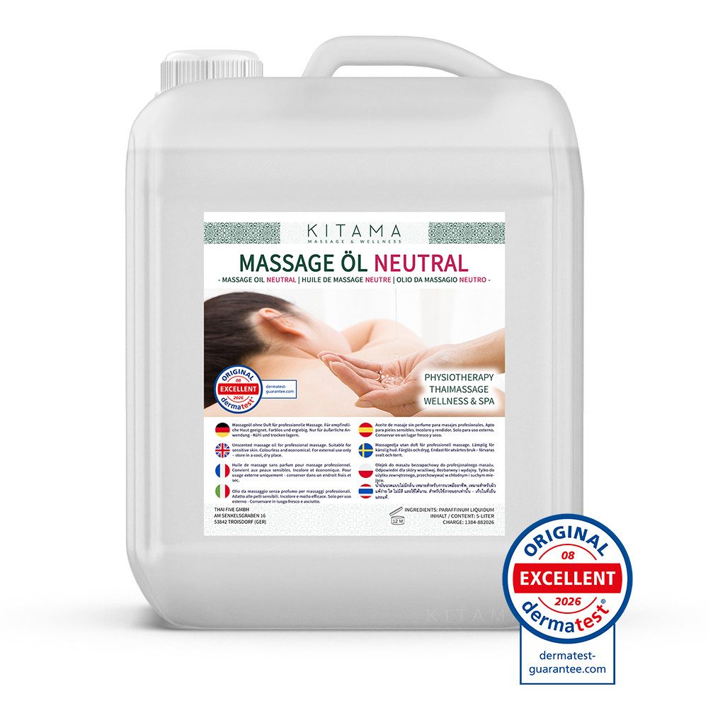 Kitama Massageöl Neutral Physiotherapie Thai-Massage Spa Wellness 5-Liter, Ohne Duft