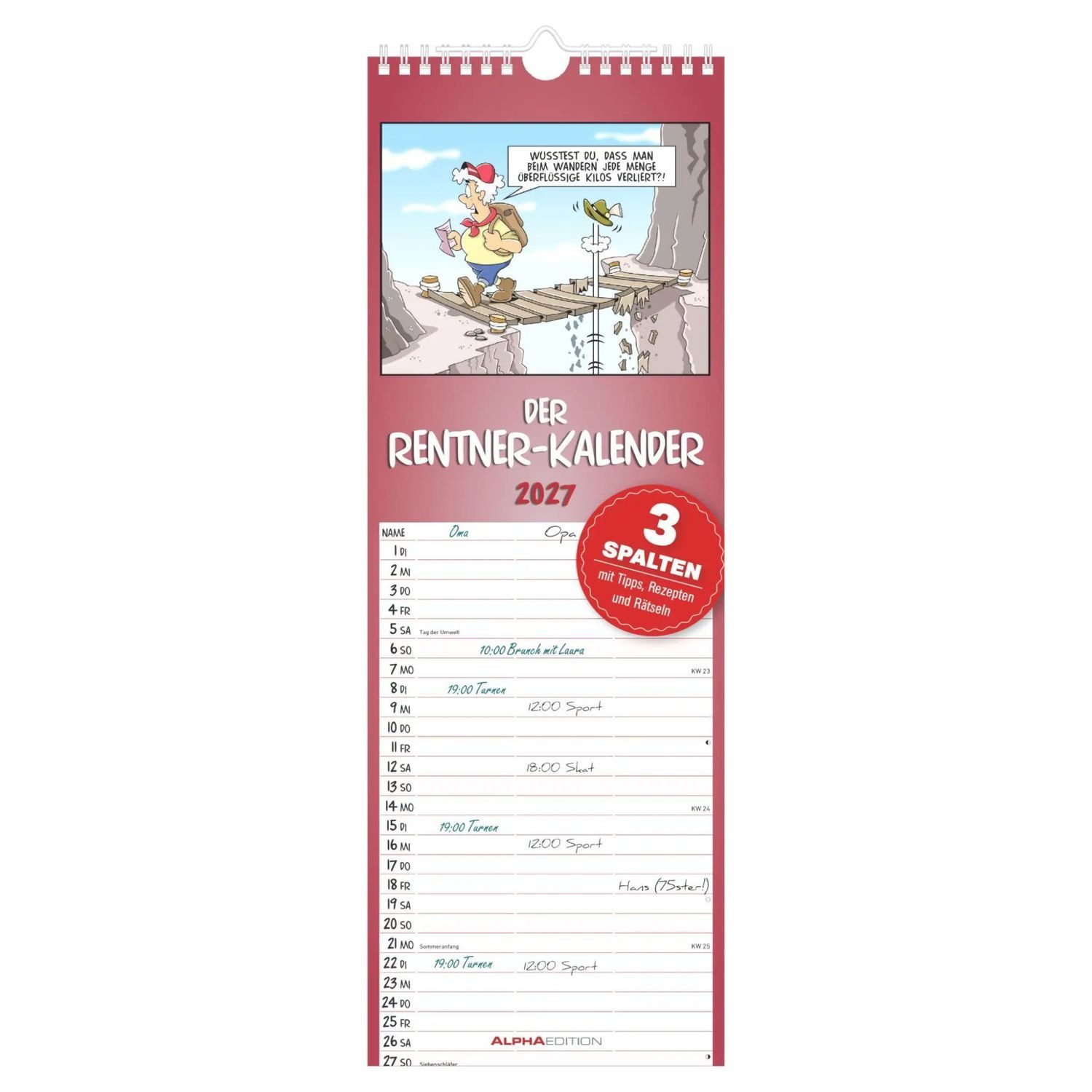 Alpha Edition Wandkalender Rentner-Kalender 2027