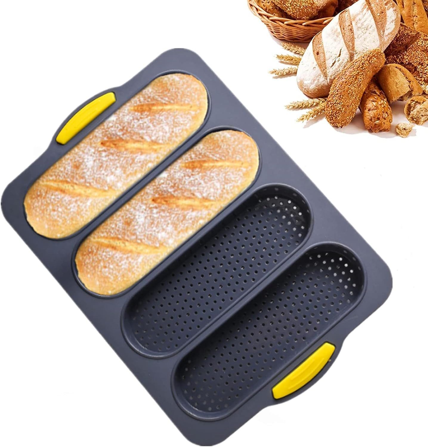 LIANNA Brotbackform Brotbackform Baguette-Backform, Antihaft-Silikon, hitzebeständig, (Set 1-tlg)