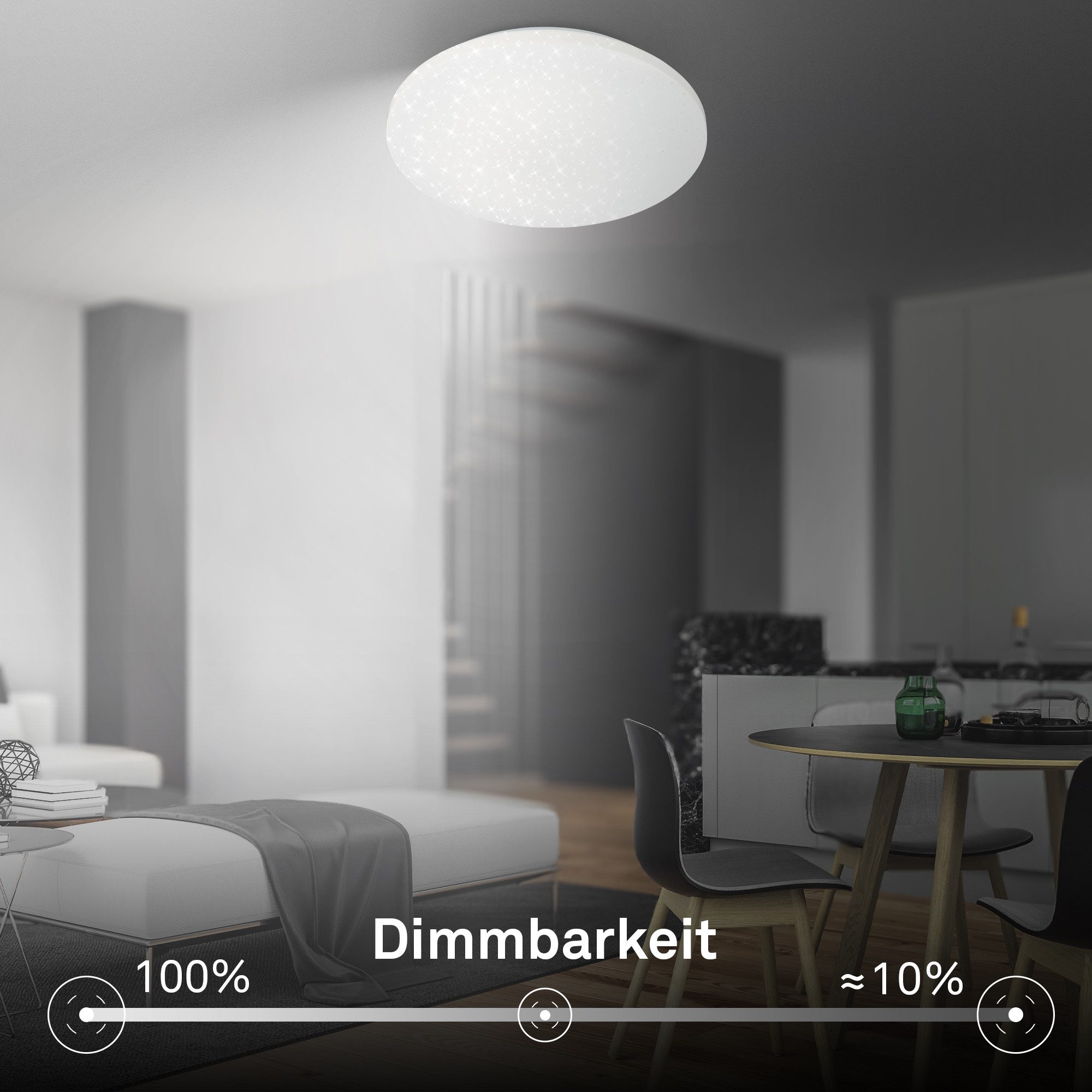 Briloner Leuchten Deckenleuchte LED Deckenlampe Sternenhimmel Wohnzimmer Schlafzimmer Küche 28-76 cm, LED fest integriert, CCT, Deckenlampe, 38x6,5cm, Weiß, 23W, Wohnzimmer, Schlafzimmer, Küche