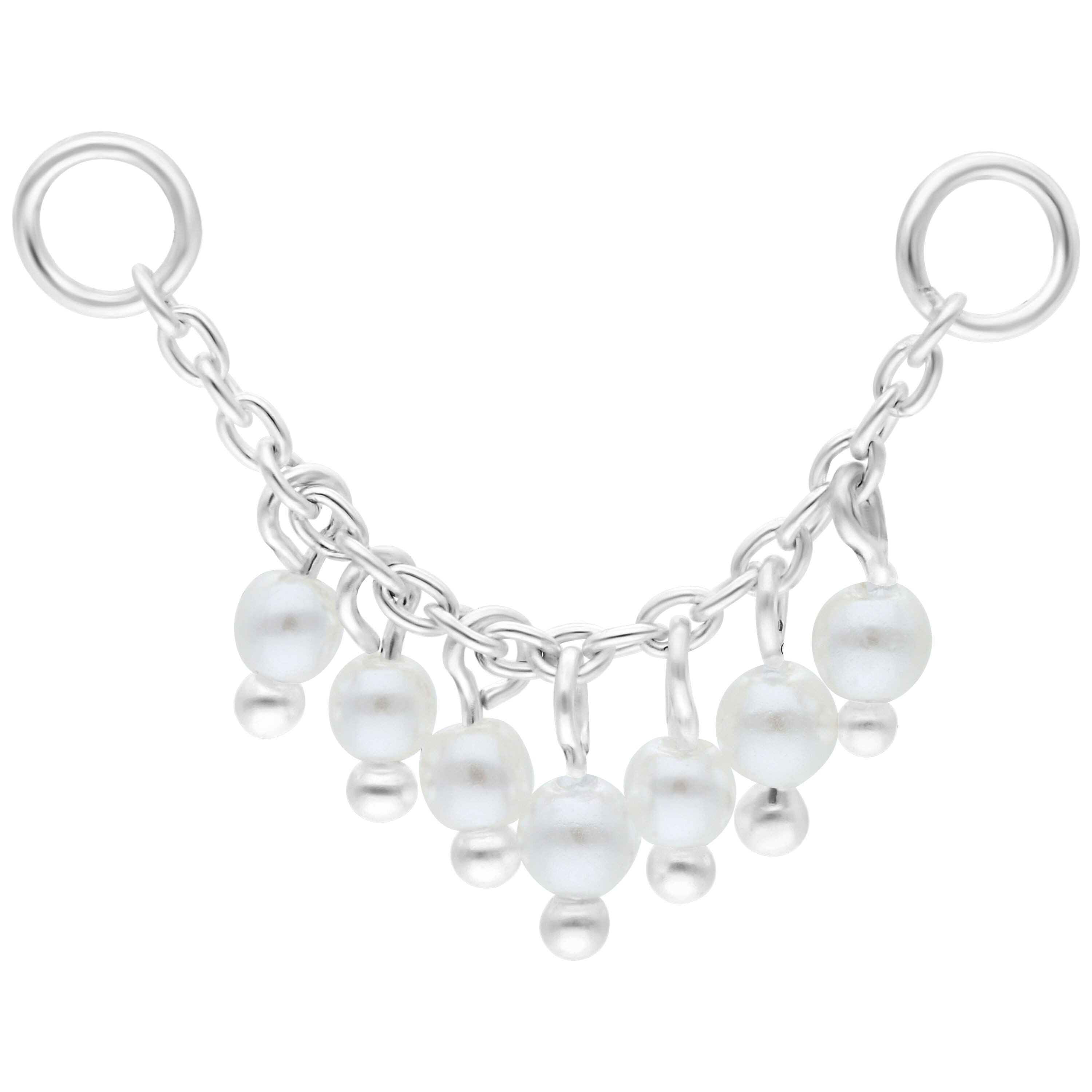 Wildcat Piercing-Set Little Pearls Piercing Connection Chainfür Ohr, Nase, 1 Stück, Silber - wasserfest, langlebig, hautverträglich