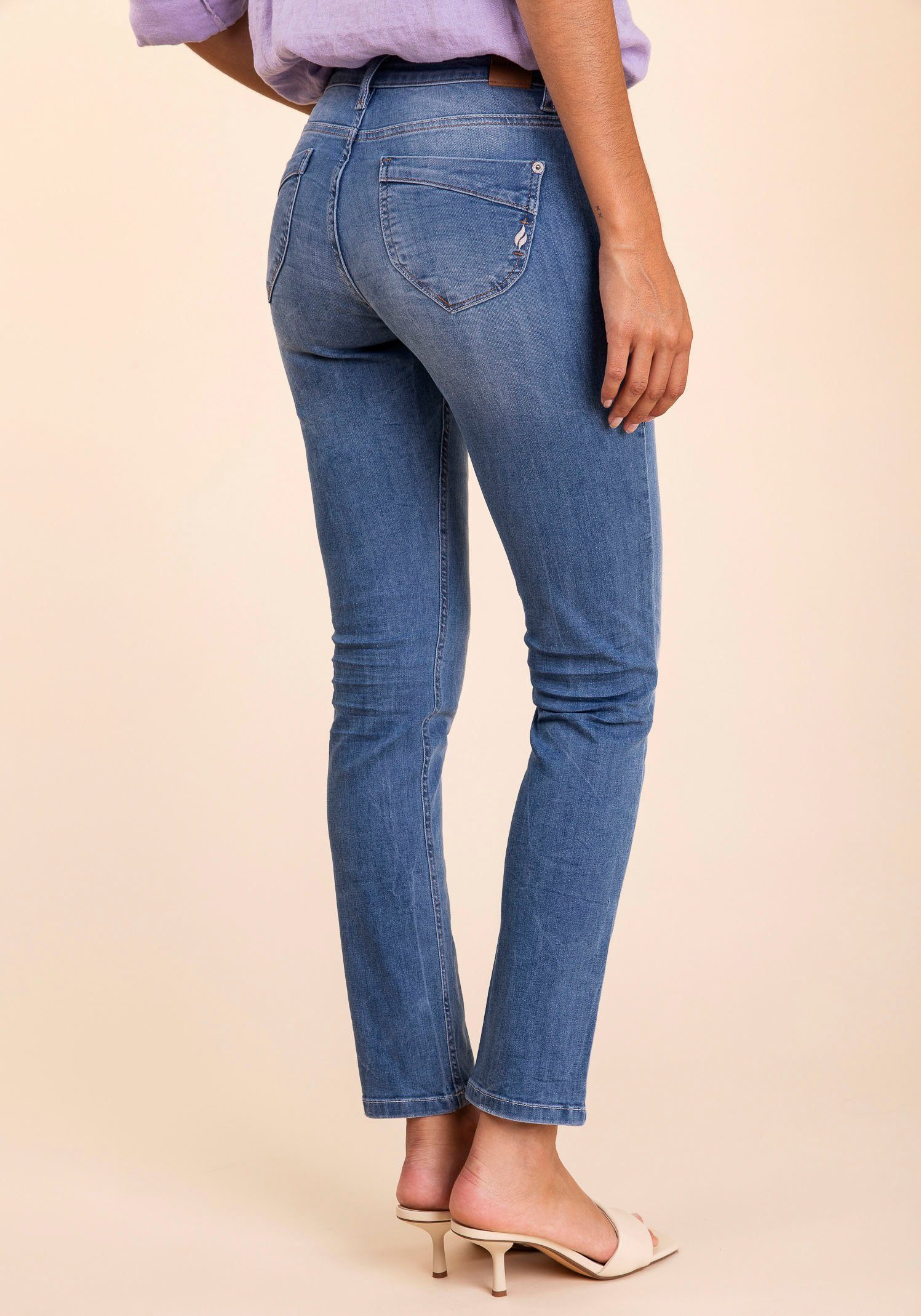 Stretchanteil Passform Slim-fit-Jeans NANCY mit tolle pacific used) für FIRE BLUE (dark eine