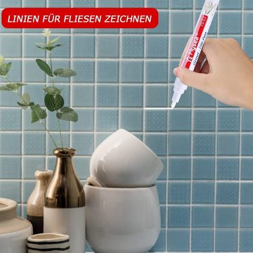 Alster Herz Fugenspachtel 2x Fugenstift Reparatur Marker, für Fliesen Wand Boden Bad Küche H0126 (2x Weiß-St) 7ml, wasserfest, schnell trocknend