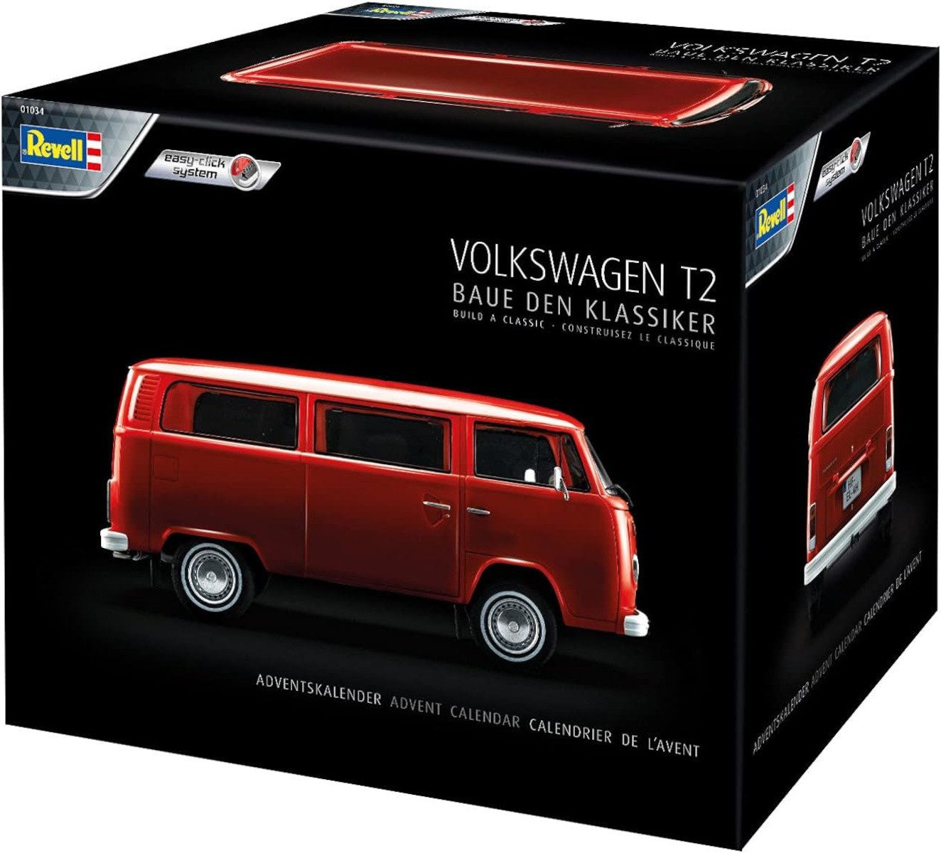 Revell® Modellauto VW T2 Adventskalender Bausatz 1:24 Bus Modellbau, Maßstab 1:24