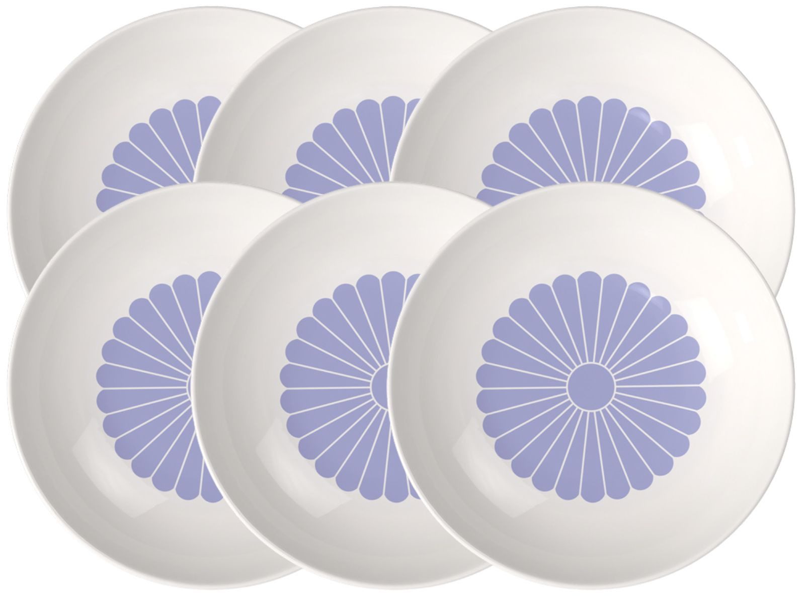 Villeroy & Boch Schale Fleur bleu Pastaschale 24cm Set6, Premium Porcelain, (Schüsseln & Schalen)