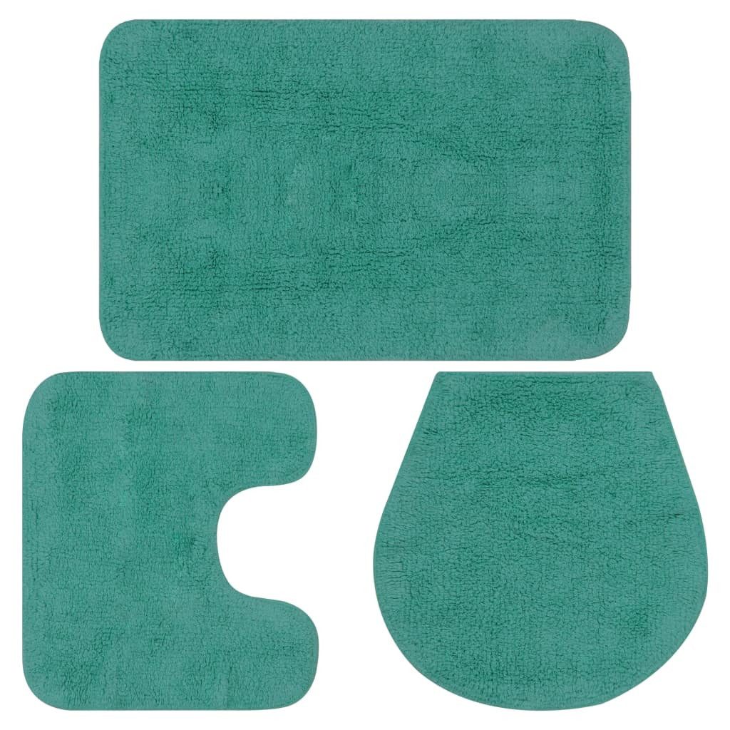 Badematte Türkis Badematten Set 3-tlg Stoff Türkis Badevorleger Badeteppich