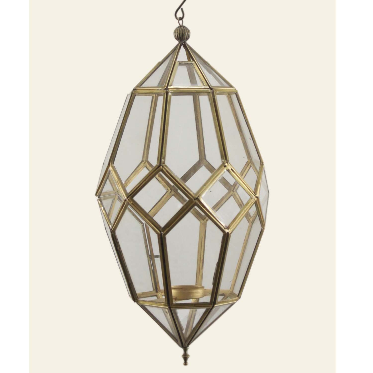 Casa Moro Hängewindlicht Orientalische Hängelaterne mit Kette aus Glas & Metall (Hängewindlicht Laterne für Teelicht & Kerzen, Hängeleuchte, Kerzenhalter, Teelichthalter mit Kette), Ostern Muttertag Geschenk Wohn Deko IR-60572
